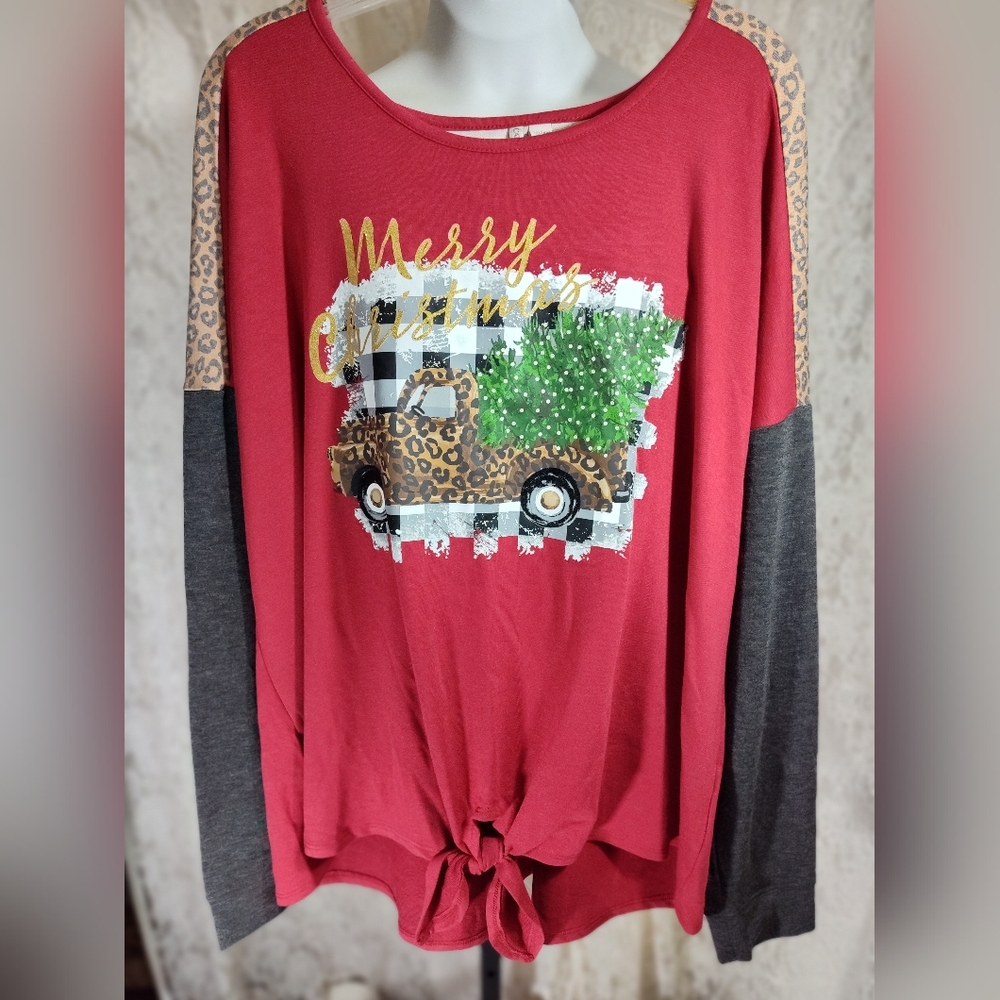 Cato Red and White Top Christmas Top Plus